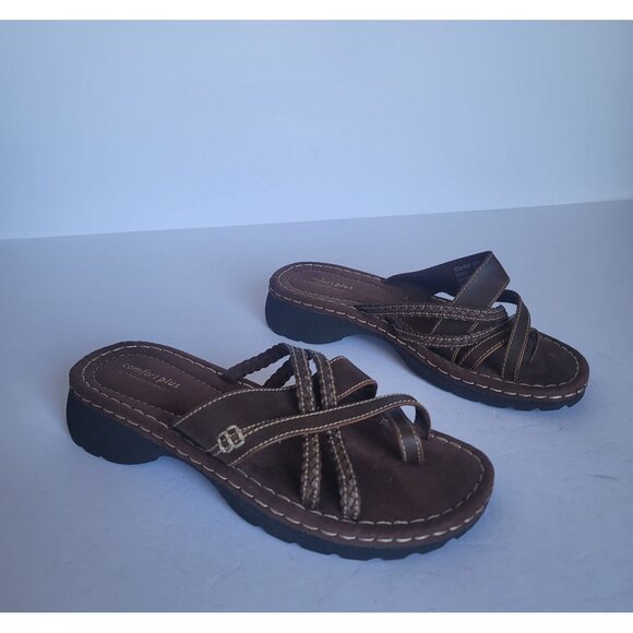 Comfort Plus by Predictions Chunky Platform Strappy Slide Sandals. Size 9W - Picture 1 of 6